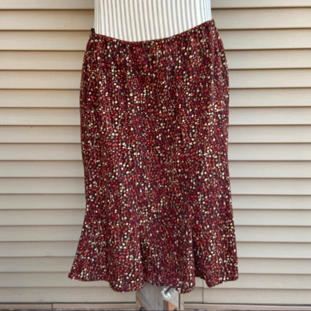 EUC midi polka dot earth tone ruffle skirt